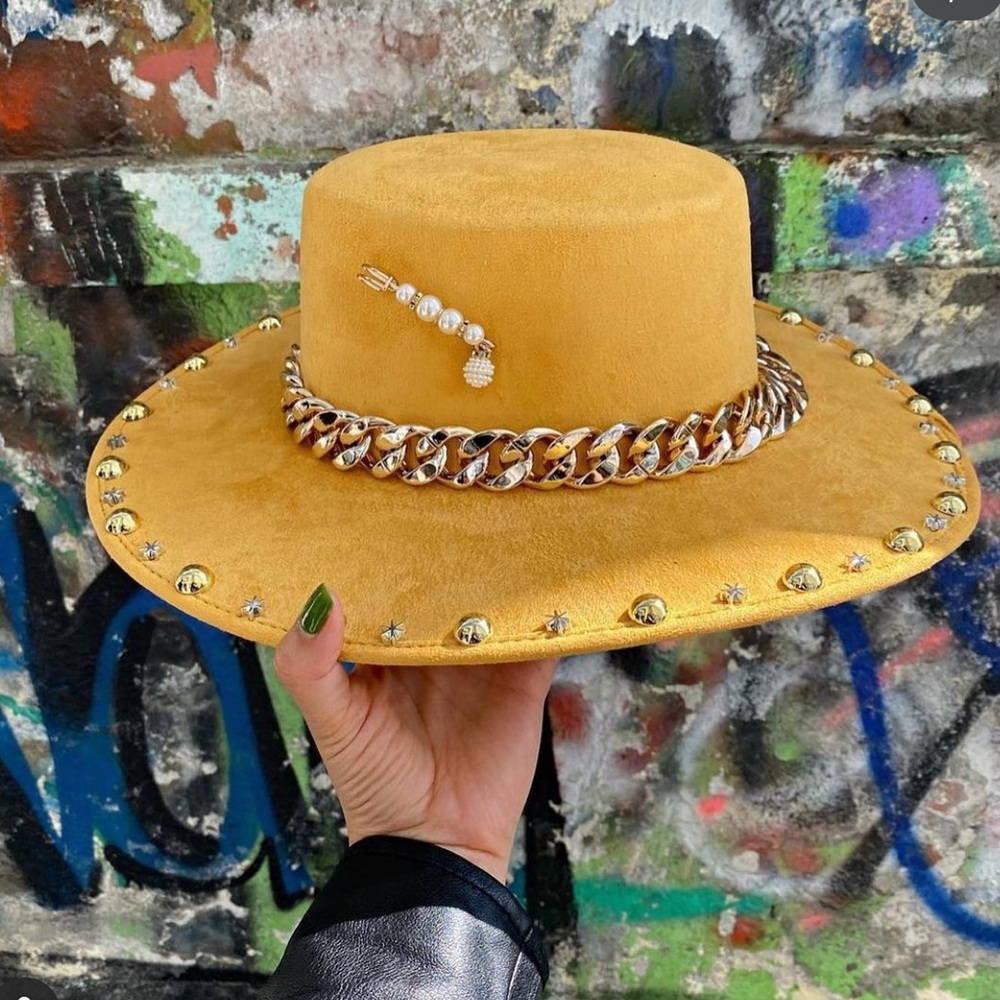 Embellished flattop Hat